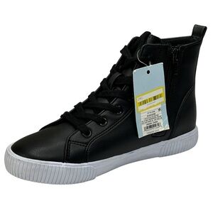 New Cat & Jack Black High Top Sneakers Lace Up Side Zip Youth Boys Size 3